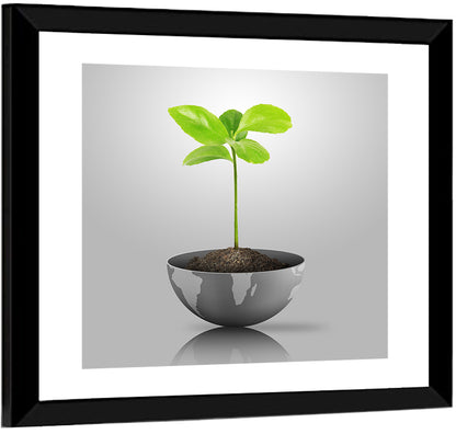 Young Plant on Globe Wall Art