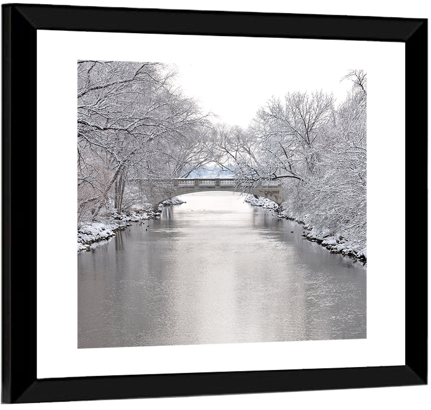 Yahara River Winter Stone Bridge Wall Art