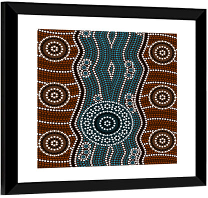 Aboriginal Dotted River Wall Art