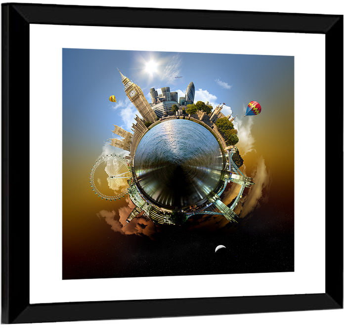 Miniature Planet London Skyline Wall Art as a framed print