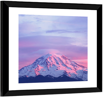 Mount Rainier Alpenglow with Lenticular Cloud Wall Art