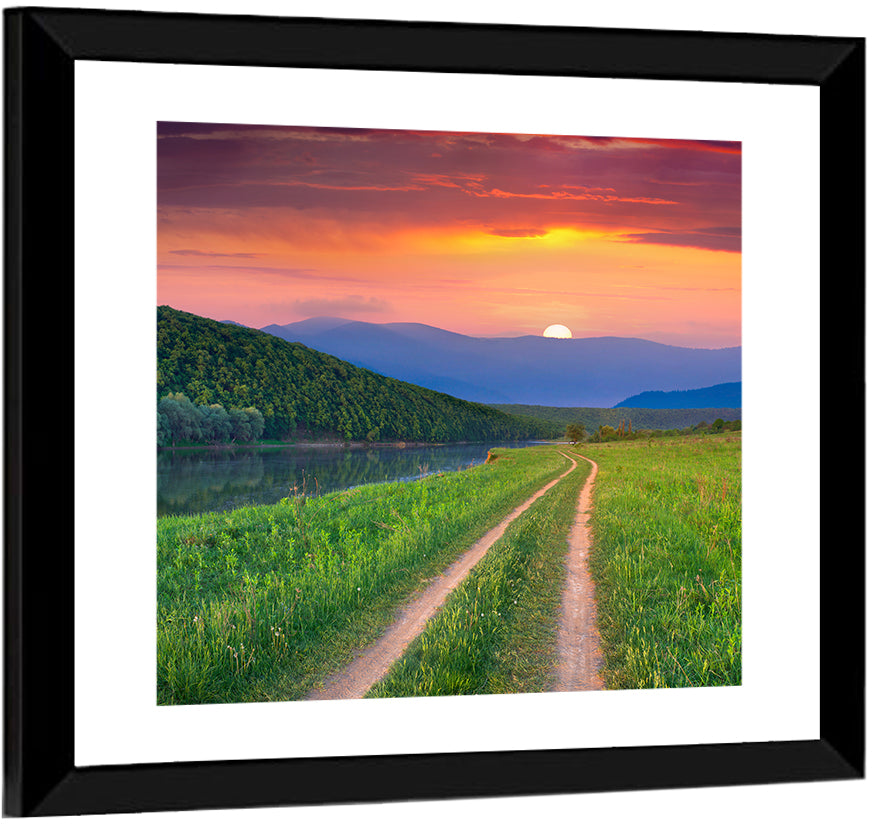 Sunset Path to Mountain Lake Wall Art