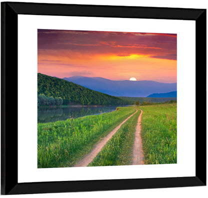 Sunset Path to Mountain Lake Wall Art