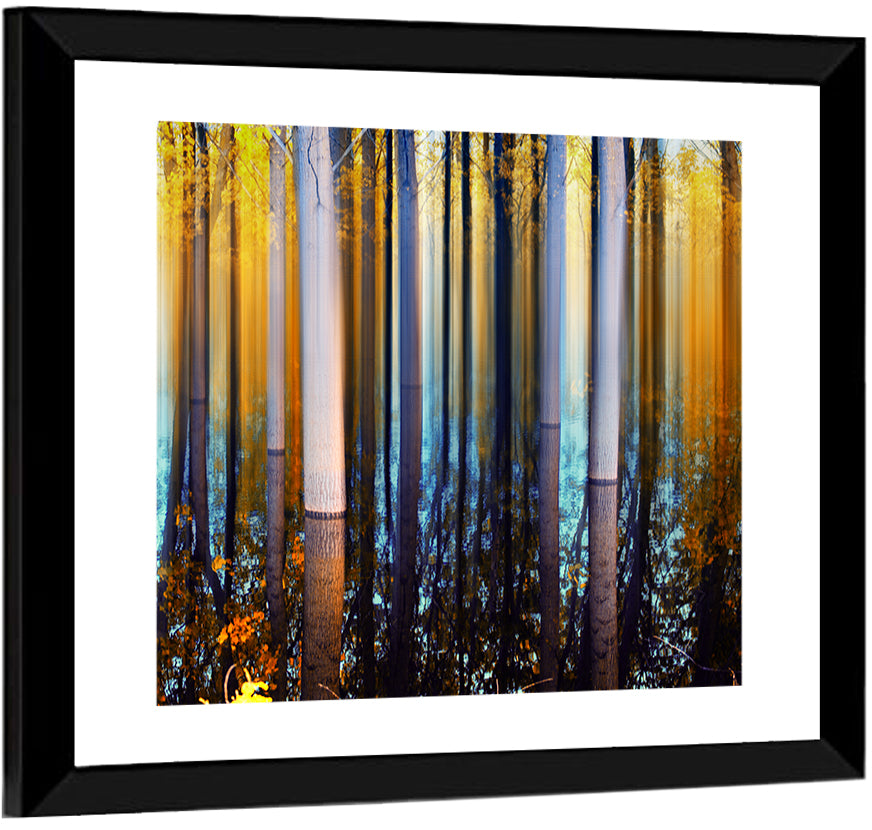 Ethereal Autumn Forest Reflection Abstract Wall Art
