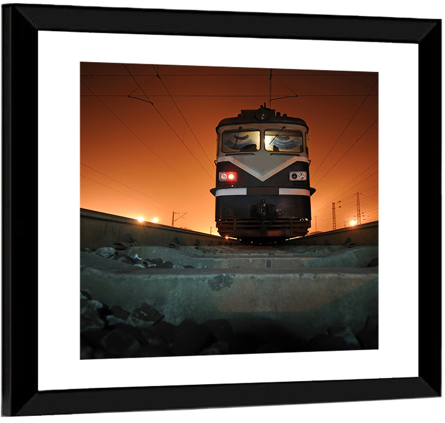 Cinematic Night Electric Locomotive Wall Art