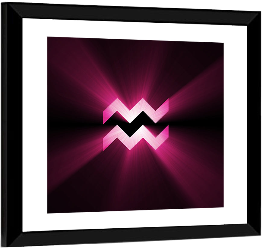 Magenta Aquarius Symbol Wall Art