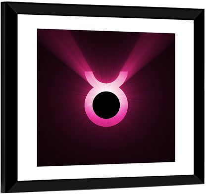 Glowing Pink Taurus Symbol Wall Art