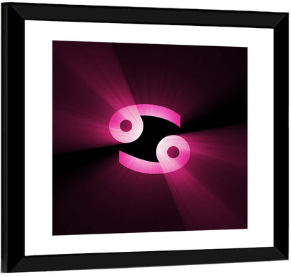 Glowing Pink Cancer Symbol Wall Art