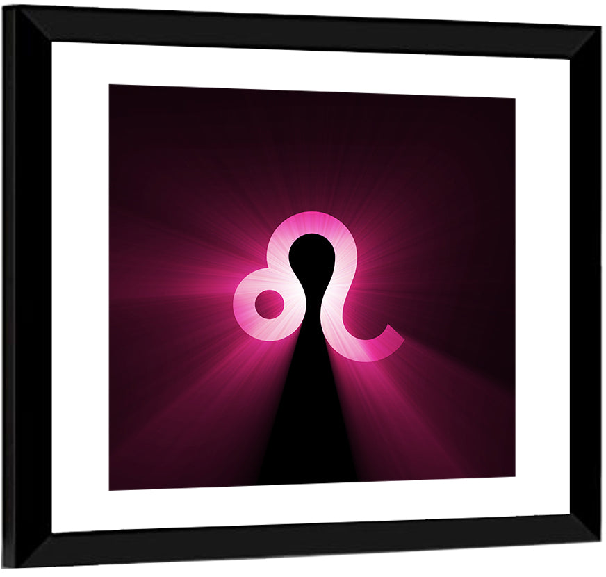 Glowing Magenta Leo Symbol Wall Art