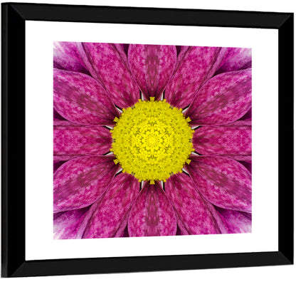 Kaleidoscopic Daisy Mandala Close Up Wall Art