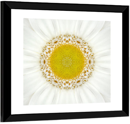 White Flower Mandala Kaleidoscope Wall Art