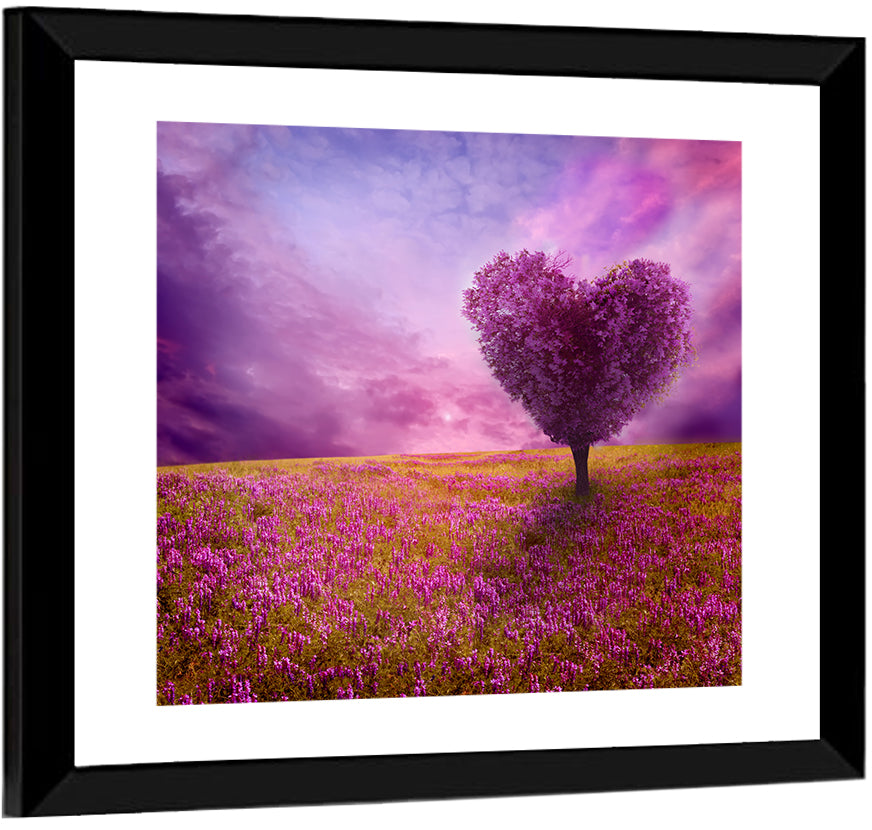 Heart-shaped Tree at Sunset Wall Art
