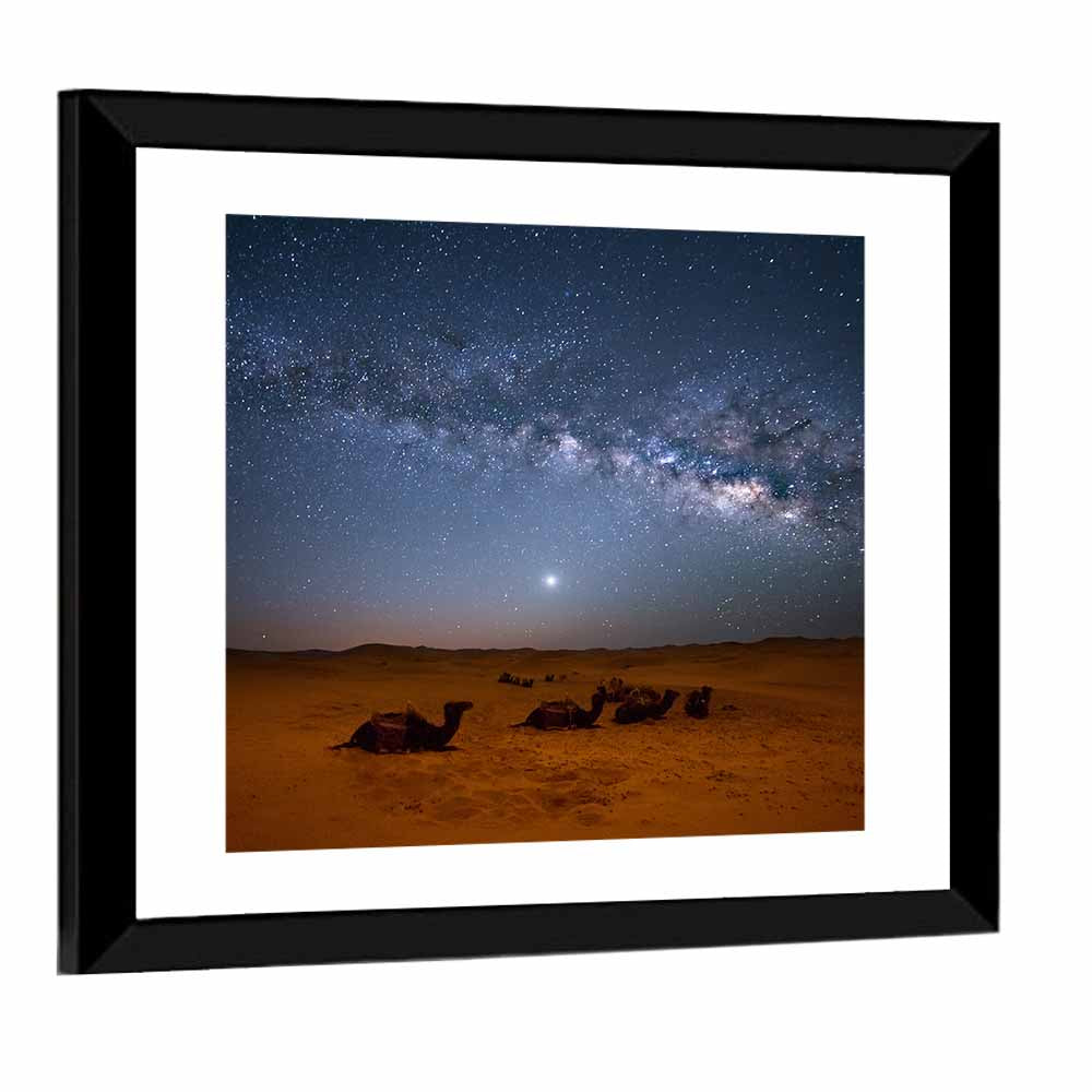 Sahara Night Sky with Camels Wall Art
