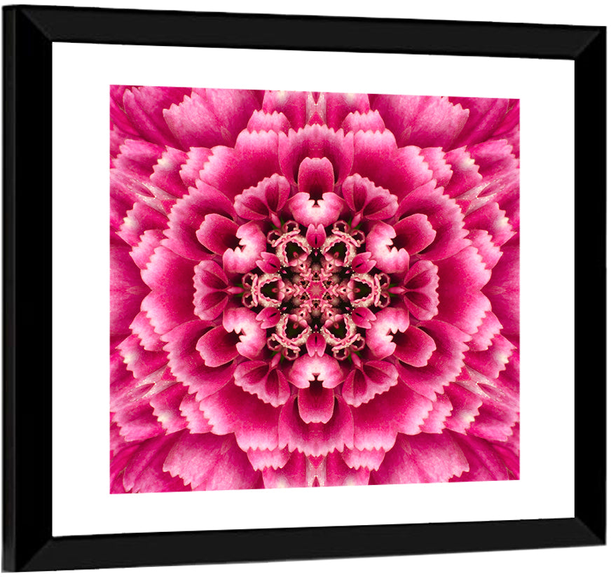 Kaleidoscopic Pink Chrysanthemum Mandala Wall Art