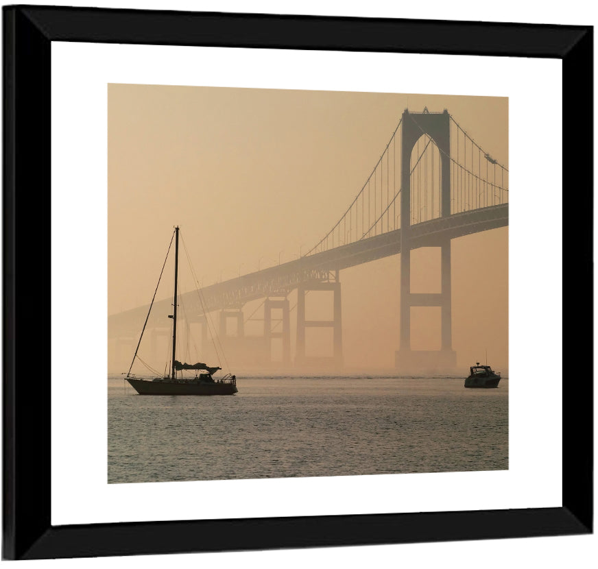 Newport Bridge in Golden Haze Wall Art
