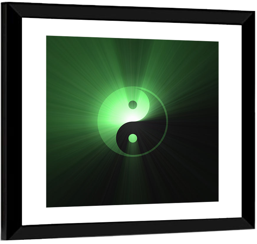 Green Glowing Yin Yang Wall Art