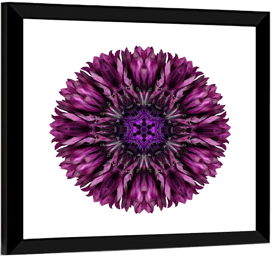 Purple Cornflower Kaleidoscope Mandala Wall Art