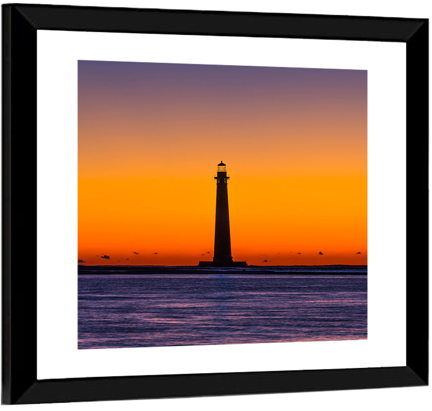 Minimalist Lighthouse Silhouette at Twilight Wall Art