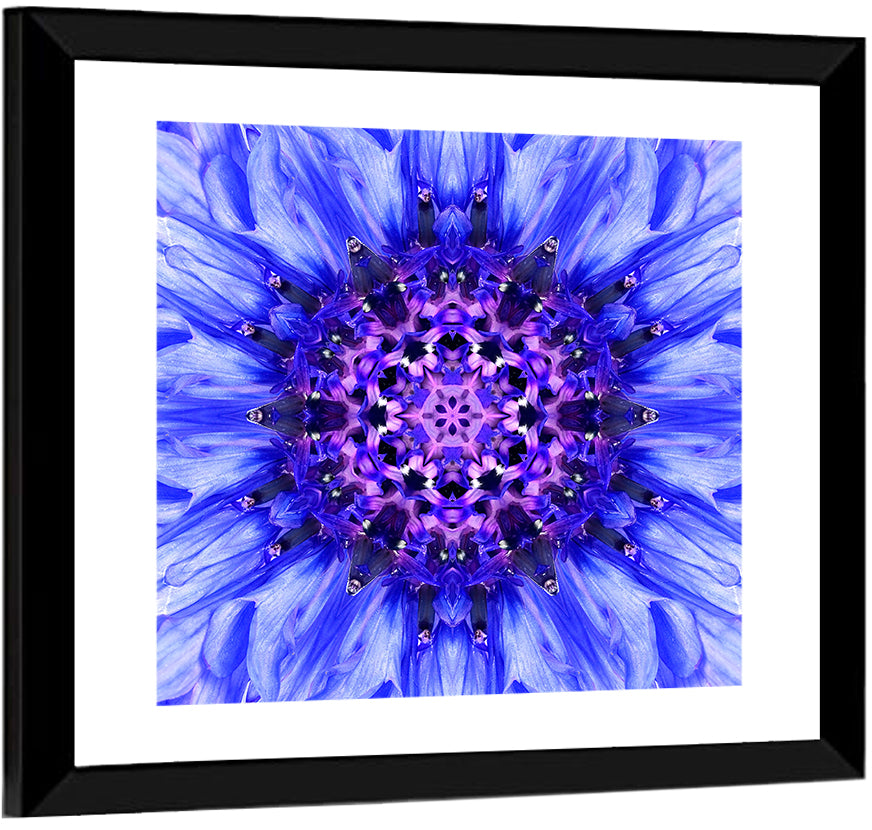 Kaleidoscopic Cornflower Mandala Wall Art
