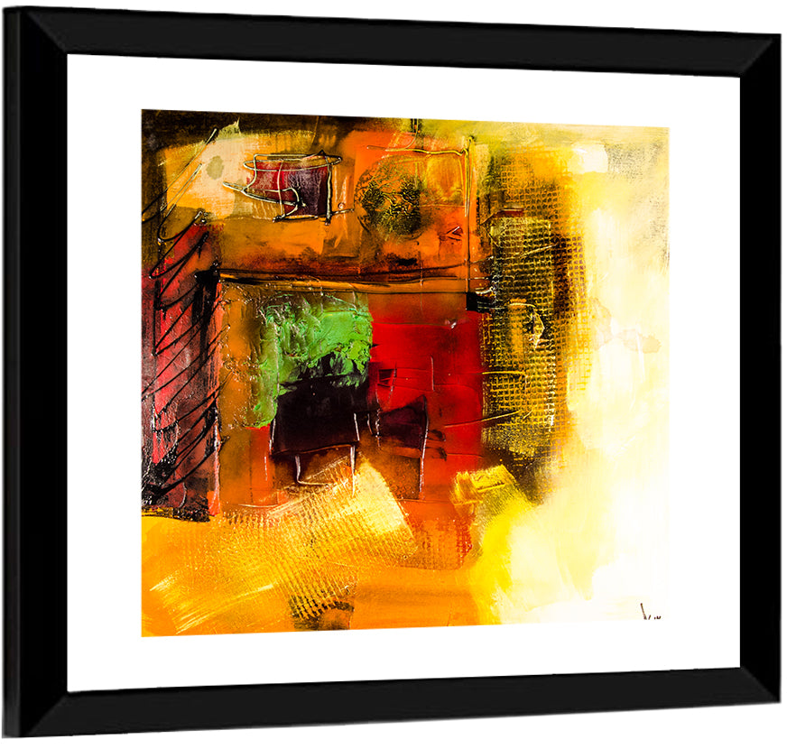 Layered Geometric Abstract in Warm Tones Wall Art