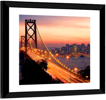 Bay Bridge Light Trails at Sunset Wall Art