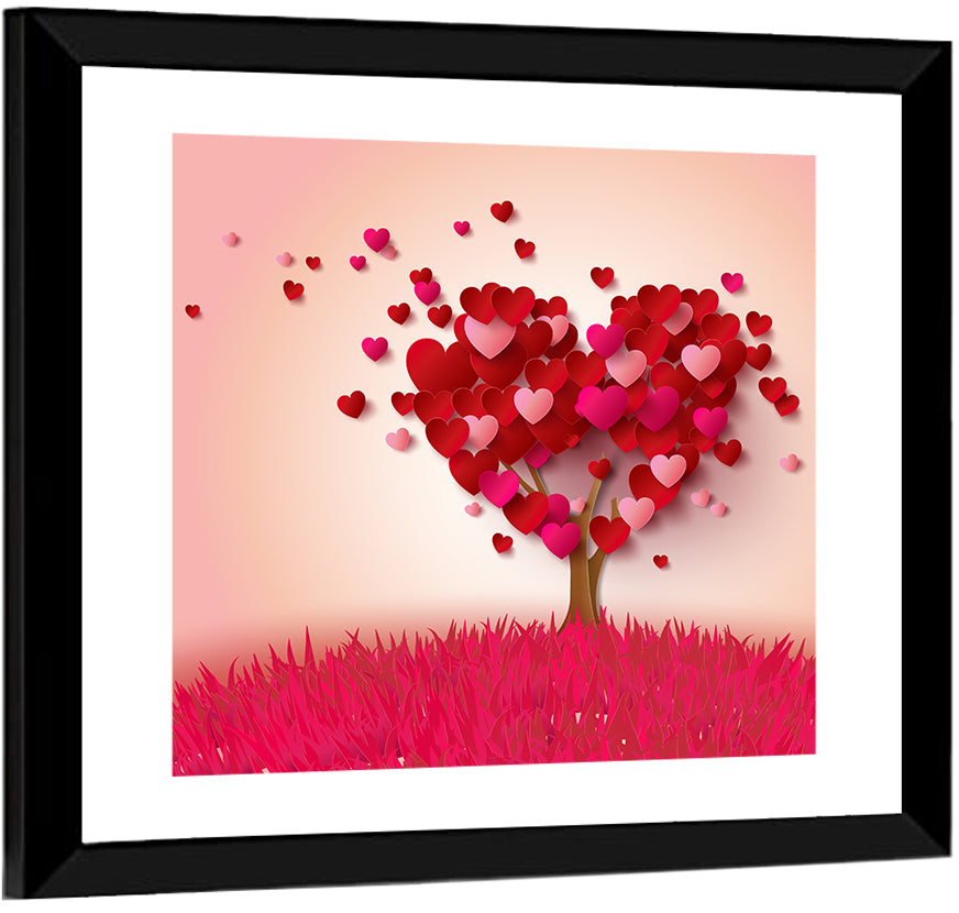 Whimsical Heart Tree Illustration Wall Art