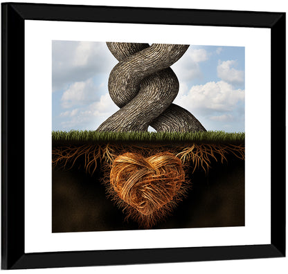 Intertwined Trees with Heart-shaped Roots Wall Art