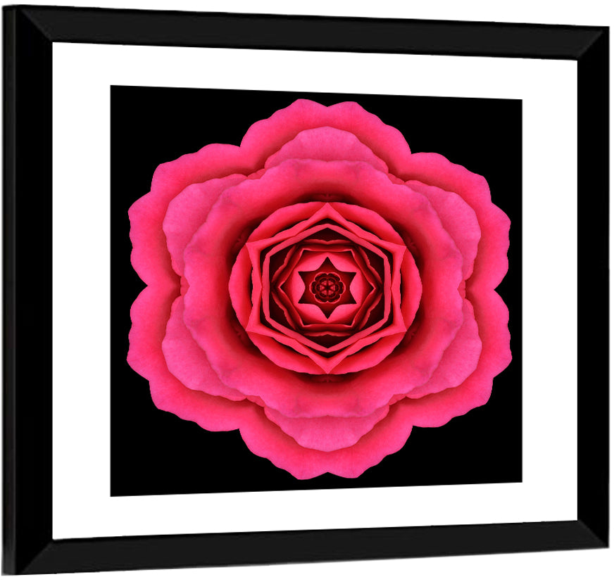 Magenta Rose Mandala Pattern Wall Art