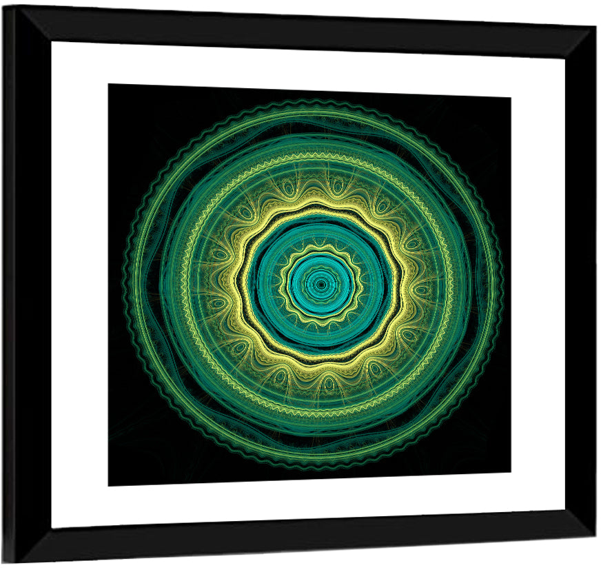 Hypnotic Teal Glow Mandala Wall Art