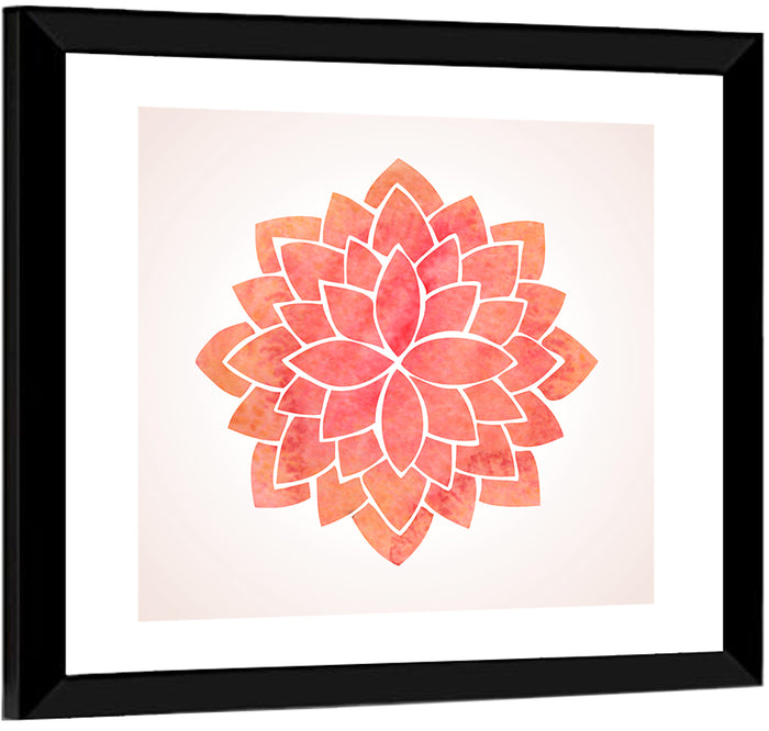 Red Lotus Mandala Wall Art as a framed print