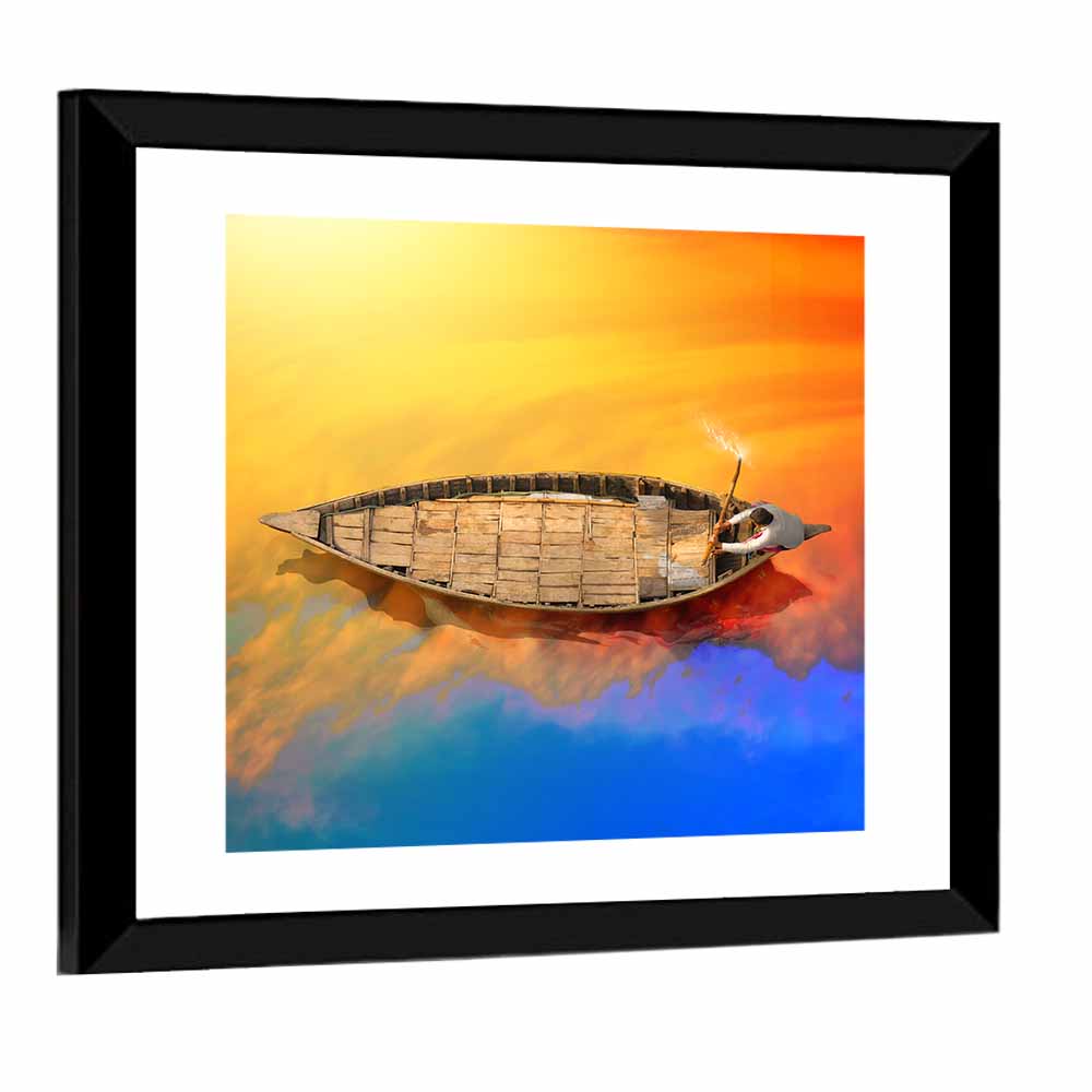 Sunset Rowboat from Above Wall Art