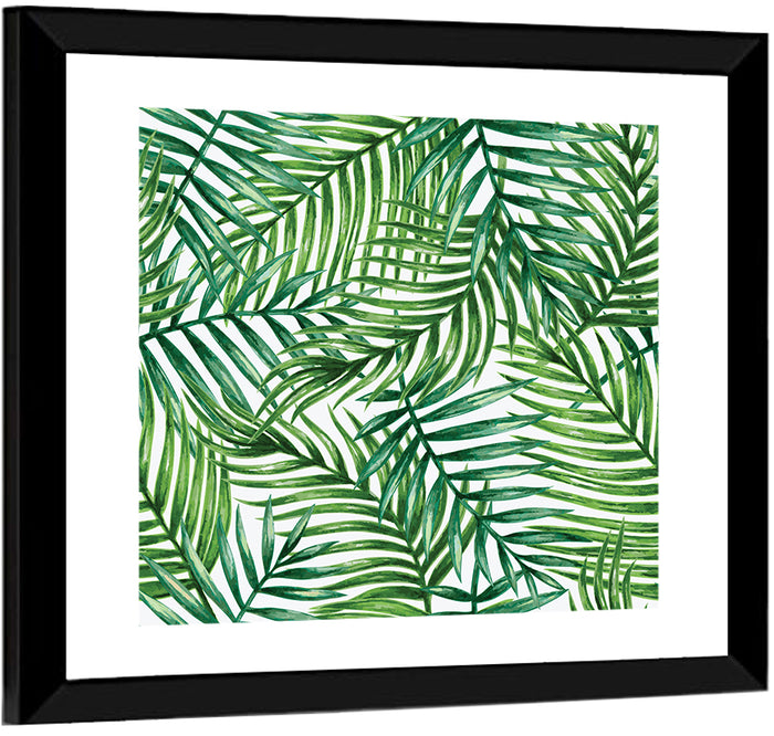 Palm Leaves Pattern Wall Art as a framed print
