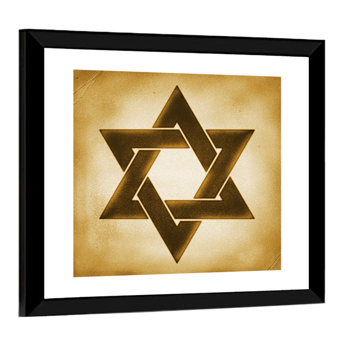 Vintage Brown Star of David Wall Art as a framed print