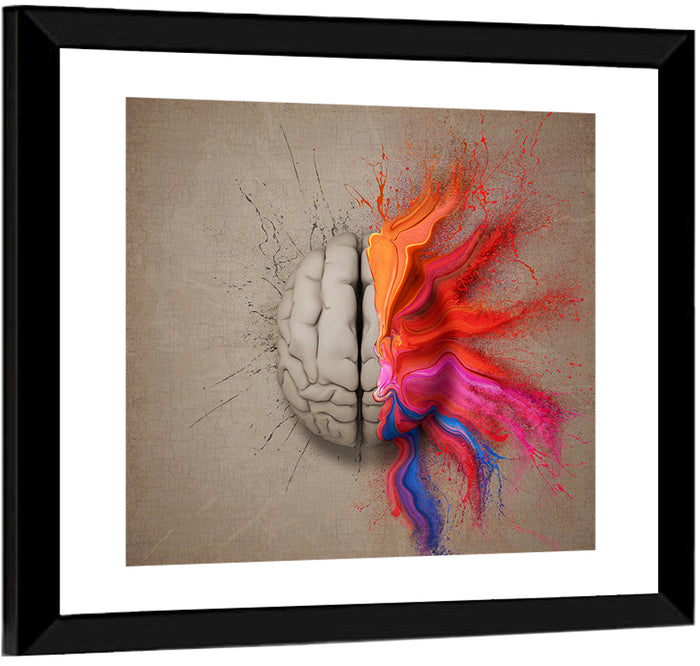 Creative Brain Duality Illustration Wall Art as a framed print