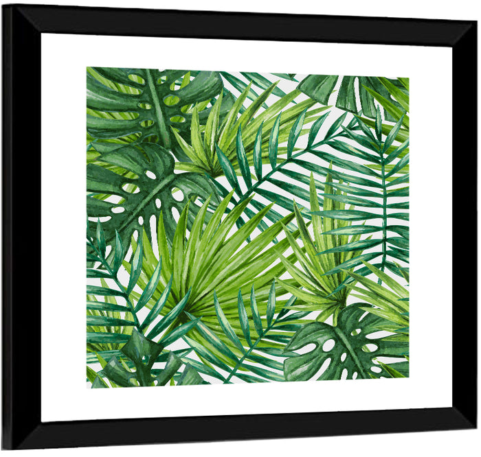 Palm Leaves Pattern Ii Wall Art as a framed print