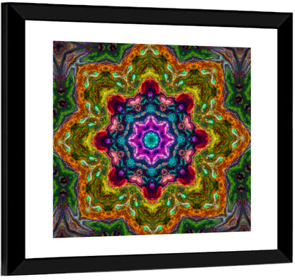 Vibrant Kaleidoscopic Mandala Ornament Wall Art