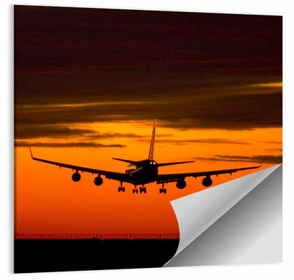 Airplane Landing at Sunset Wall Art