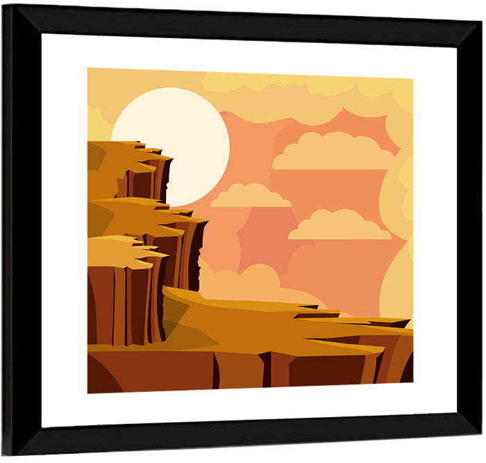 Geometric Canyon Sunrise Wall Art as a framed print