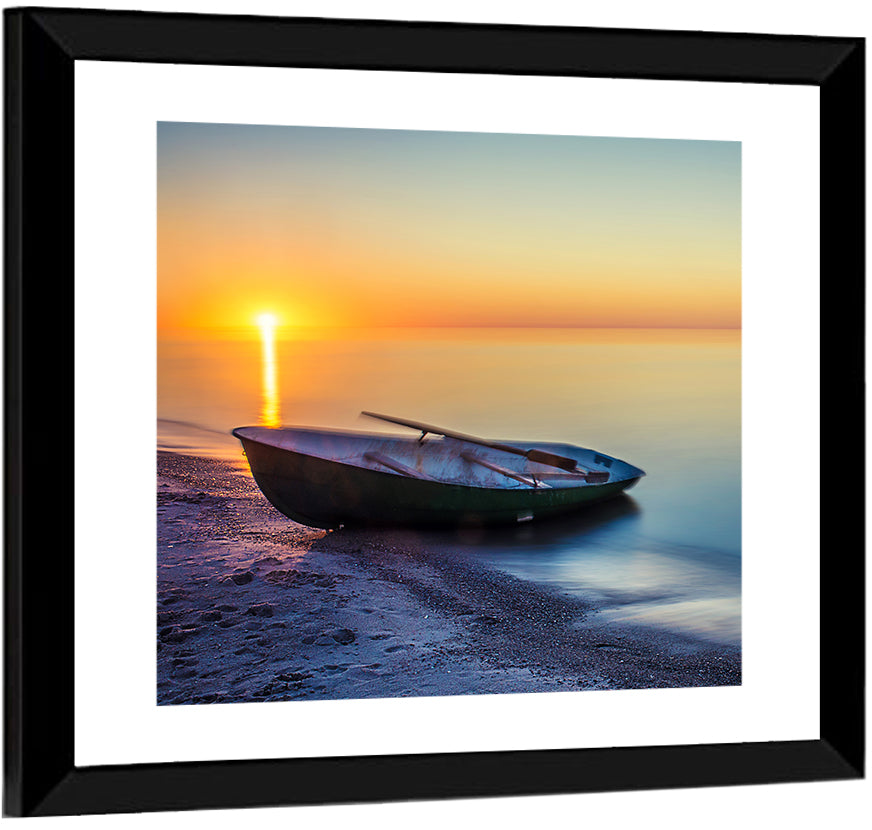 Rowboat Sunrise Seascape Wall Art