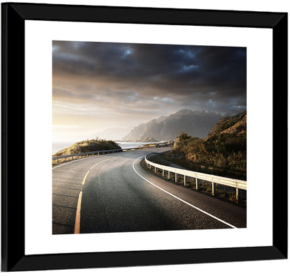 Golden Sunrise Coastal Road Wall Art