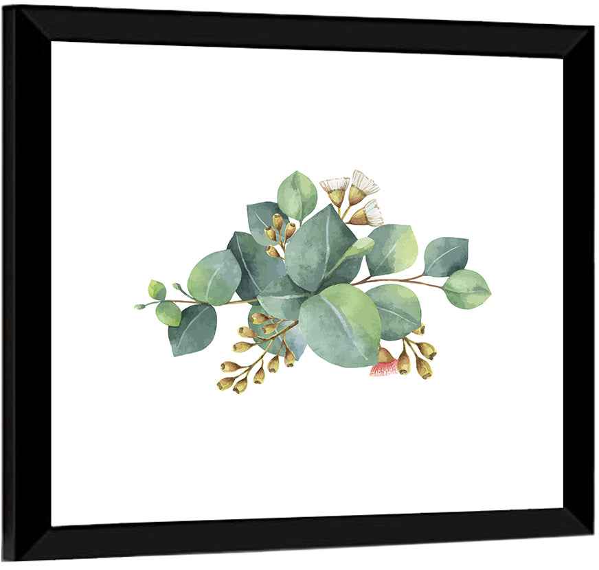 Eucalyptus Leaves with Pink Blossom Wall Art