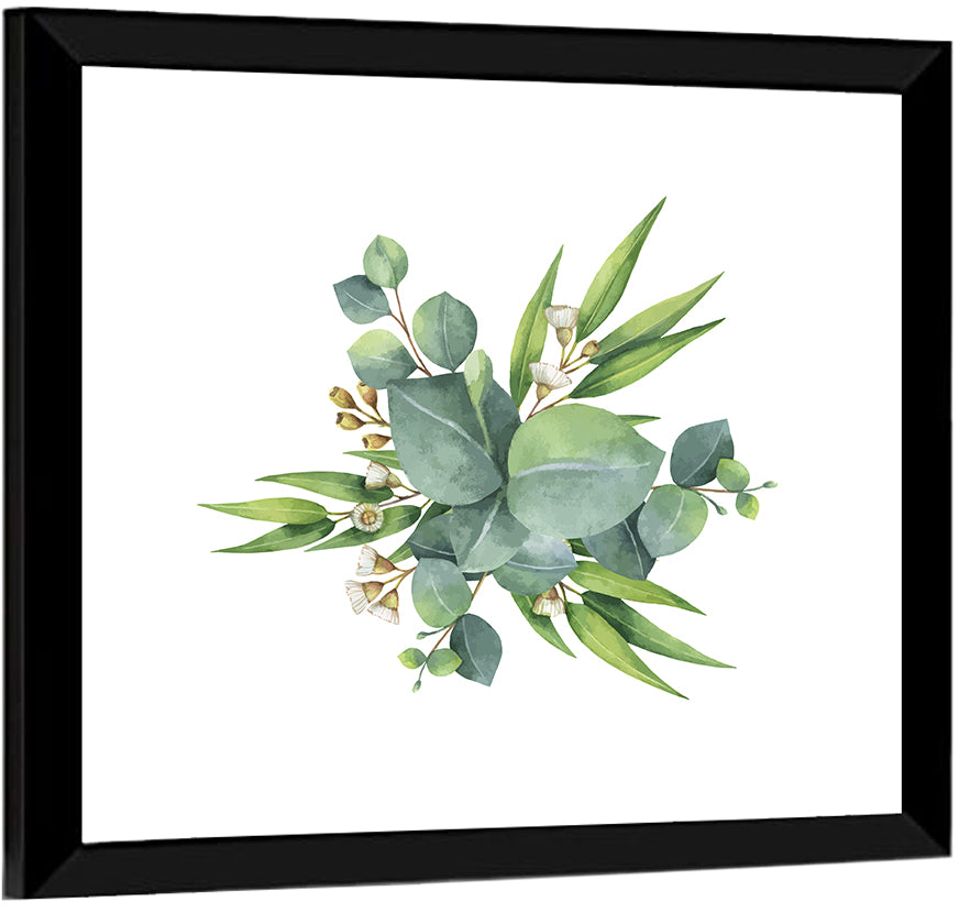 Eucalyptus Leaf Watercolor Cluster Wall Art