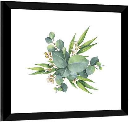 Green Floral Leaves Wall Art