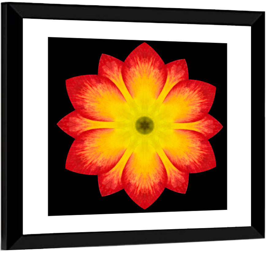 Red Yellow Mandala Flower Pattern Wall Art
