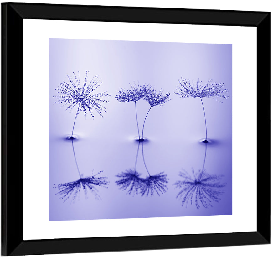 Blue Dandelion Seeds with Reflections Wall Art