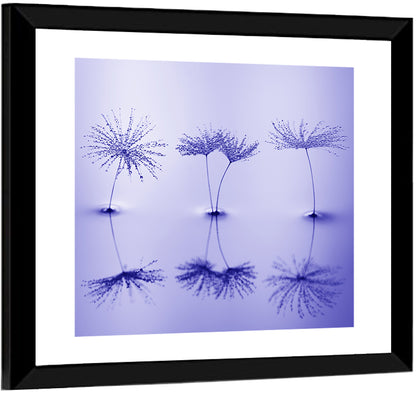 Blue Dandelion Seeds with Reflections Wall Art