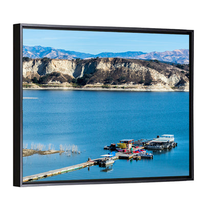 Lake Cachuma Dock and Mountains Wall Art