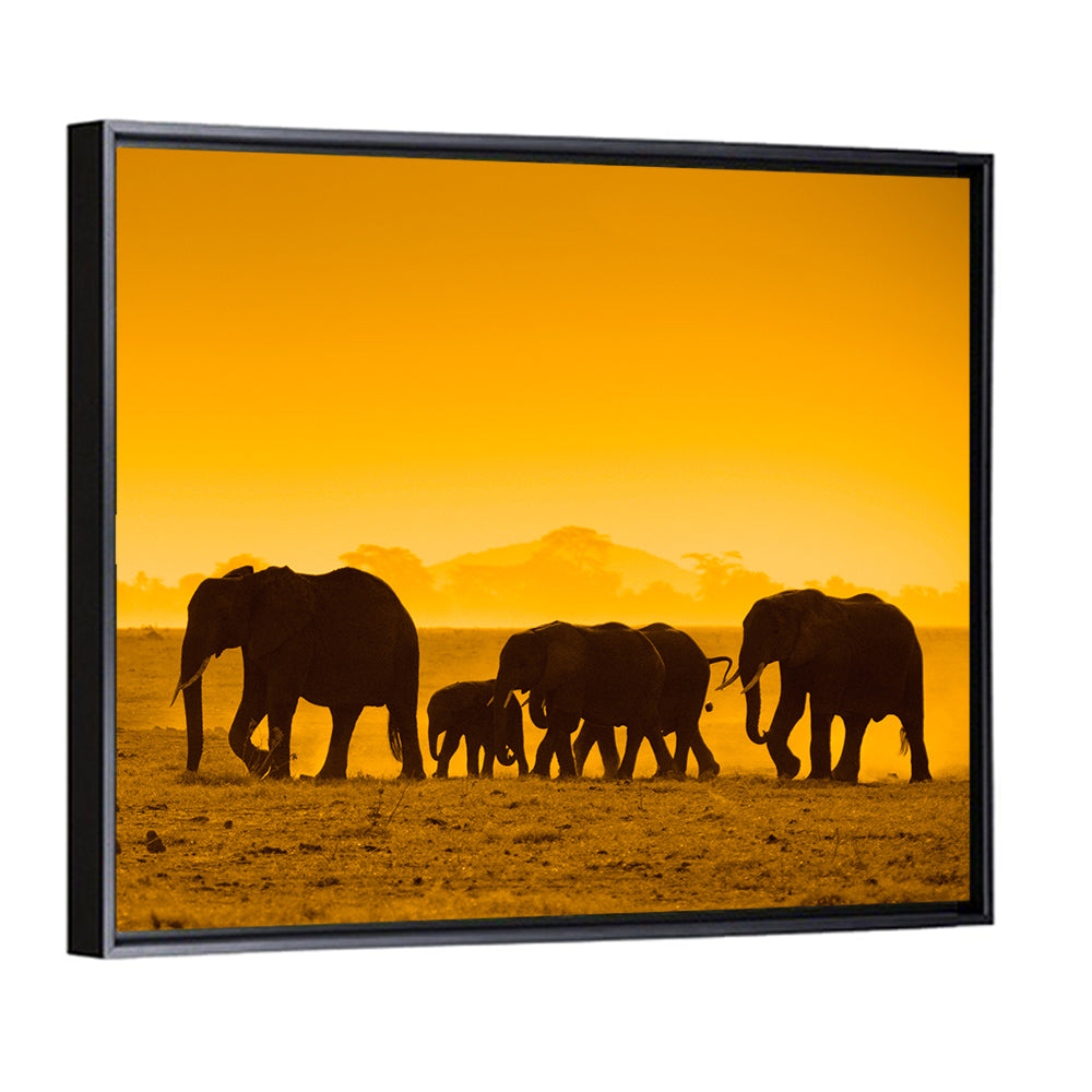 Elephant Family Silhouette Wall Art