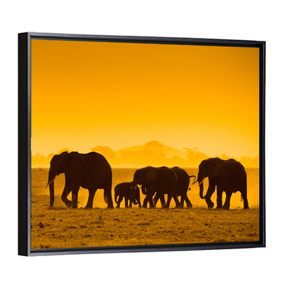 Elephant Family Silhouette Wall Art