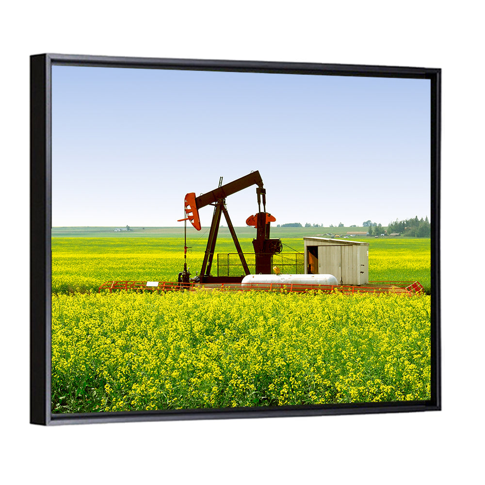 Rusty Pumpjack in Yellow Canola Field Wall Art